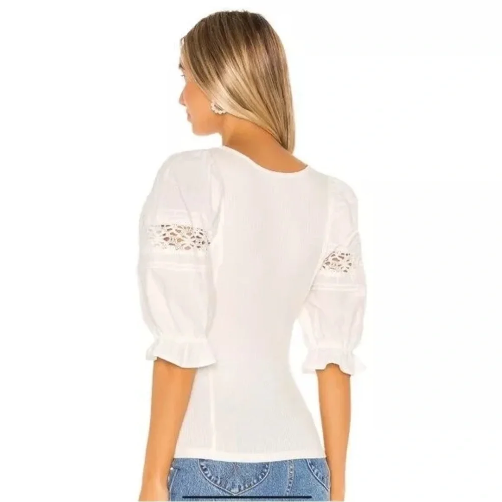 Free People Ivory Something Special Tee Women's White Lace Sleeves Size XS